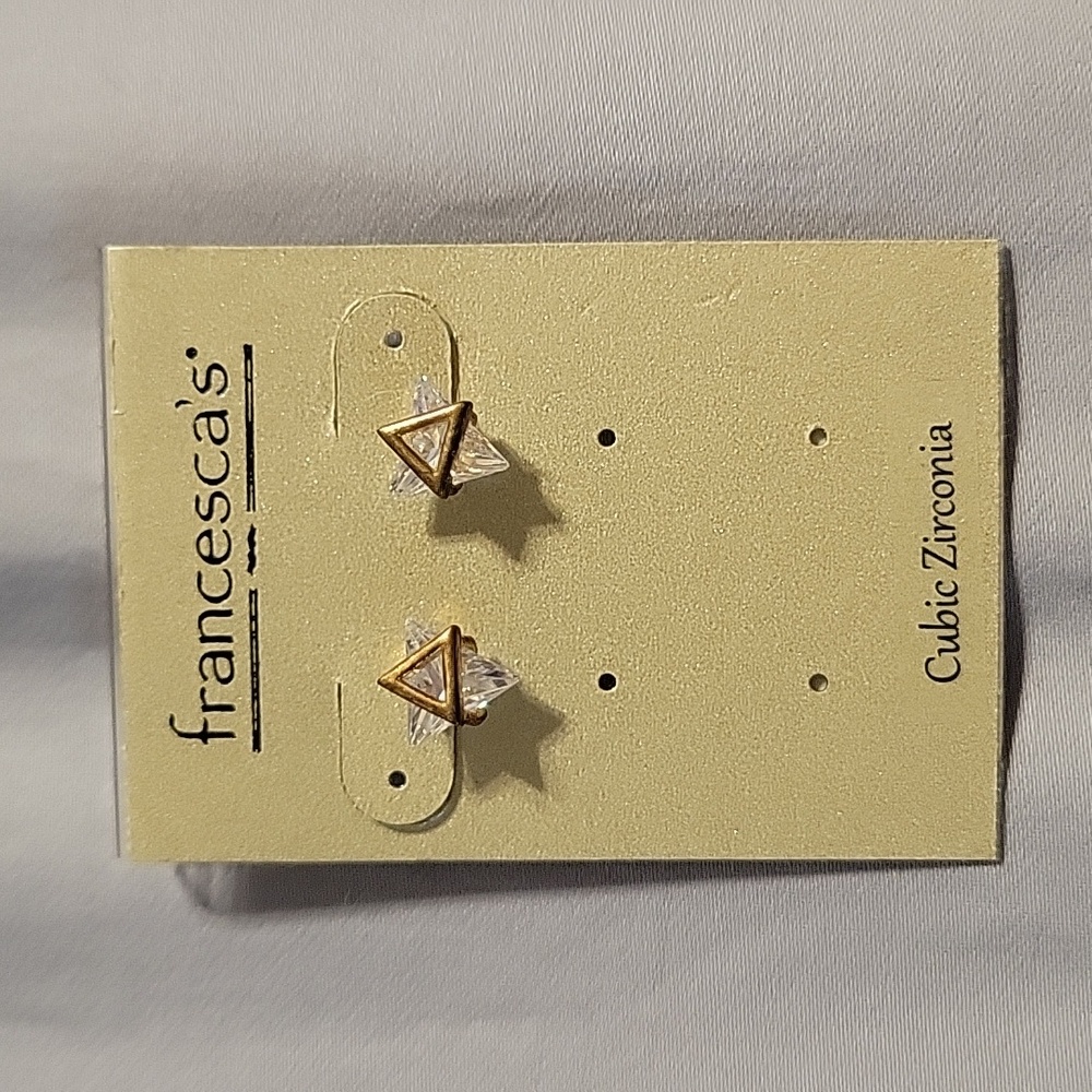 Francesca's cubic zirconia triangular post earrings